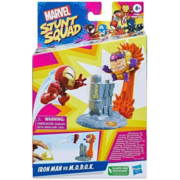Marvel Stunt Squad Iron Man vs. M.O.D.O.K. Playset with Action Figures (1.5”)