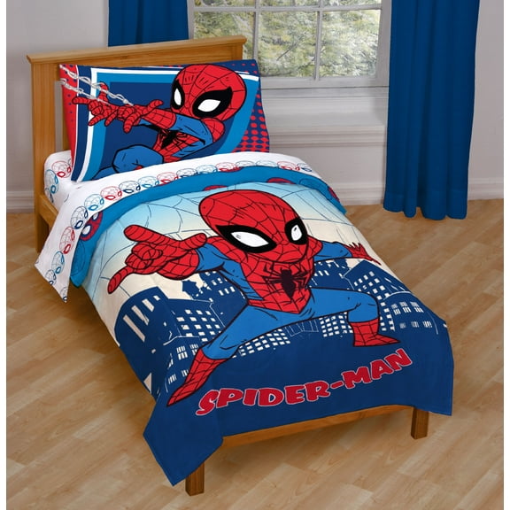 Marvel Super Hero Adventures Go Spidey 4 Piece Toddler/Crib Size Kids Bed Set