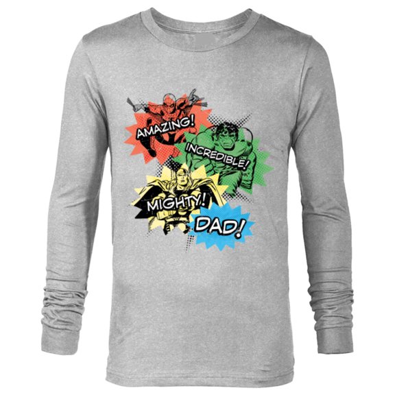 Marvel Super Hero Amazing Incredible Mighty Dad - Long Sleeve T-Shirt for Men - Customized-Athletic Heather