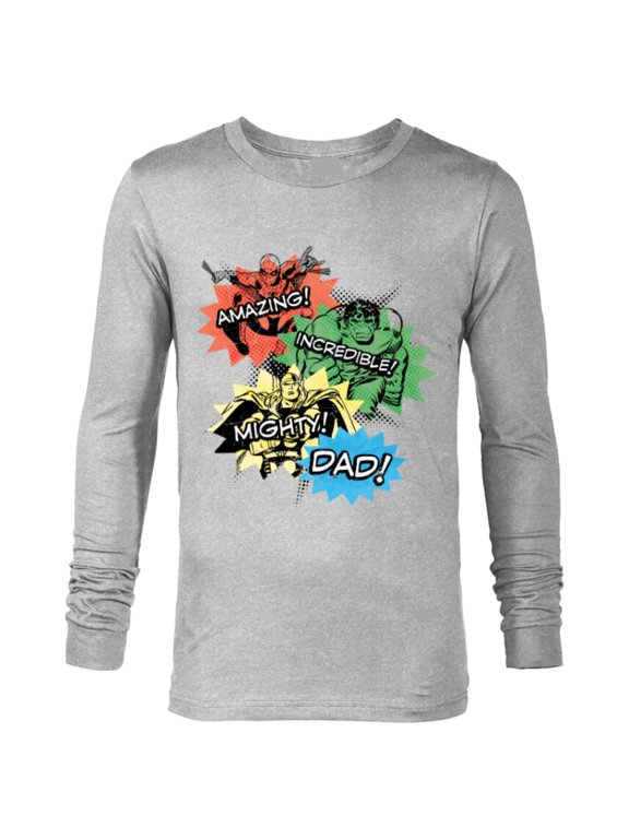 Super Hero Amazing Incredible Mighty Dad - Long Sleeve T-Shirt for Men - Customized-Athletic Heather