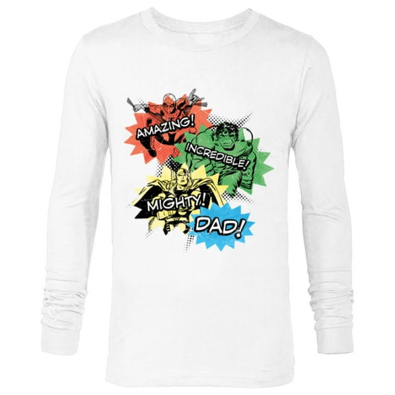 Marvel Super Hero Amazing Incredible Mighty Dad - Long Sleeve T-Shirt for Men - Customized-White