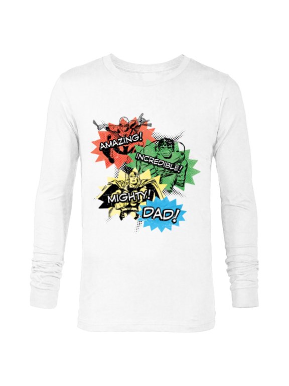 Super Hero Amazing Incredible Mighty Dad - Long Sleeve T-Shirt for Men - Customized-White