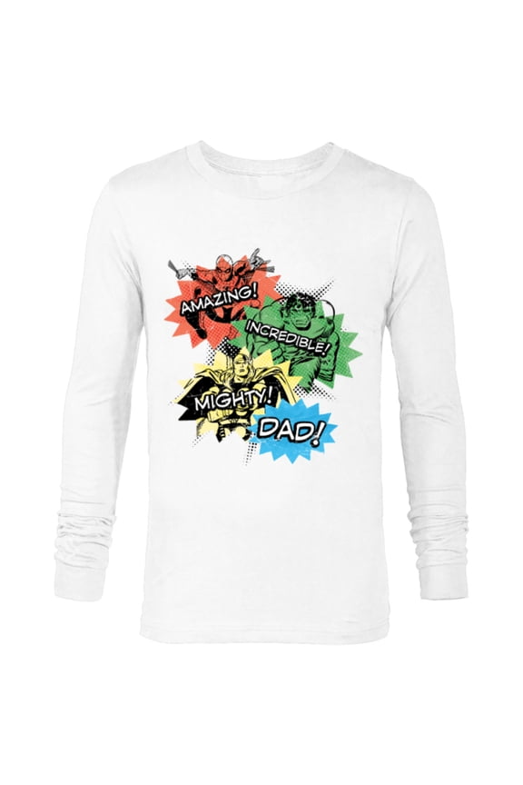 Super Hero Amazing Incredible Mighty Dad - Long Sleeve T-Shirt for Men - Customized-White