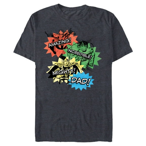 Marvel Super Hero Amazing Incredible Mighty Dad - Short Sleeve Blended T-Shirt for Adults - Customized-Navy Heather