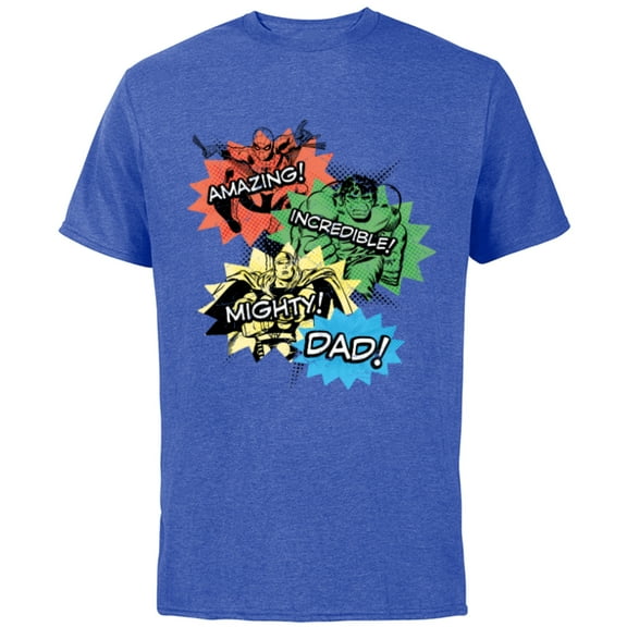 Marvel Super Hero Amazing Incredible Mighty Dad - Short Sleeve Cotton T-Shirt for Adults - Customized-Royal Heather