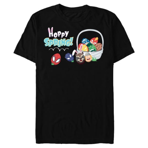 Marvel Super Hero Eggs Hoppy Spring Easter Basket - Short Sleeve Blended T-Shirt for Adults - Customized-Black