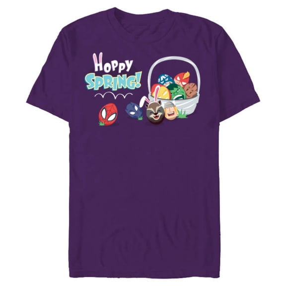 Marvel Super Hero Eggs Hoppy Spring Easter Basket - Short Sleeve Blended T-Shirt for Adults - Customized-Purple