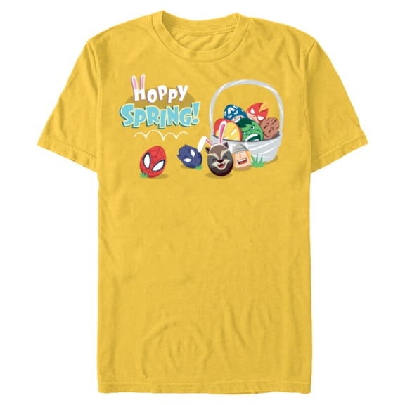 Marvel Super Hero Eggs Hoppy Spring Easter Basket - Short Sleeve Blended T-Shirt for Adults - Customized-Yellow