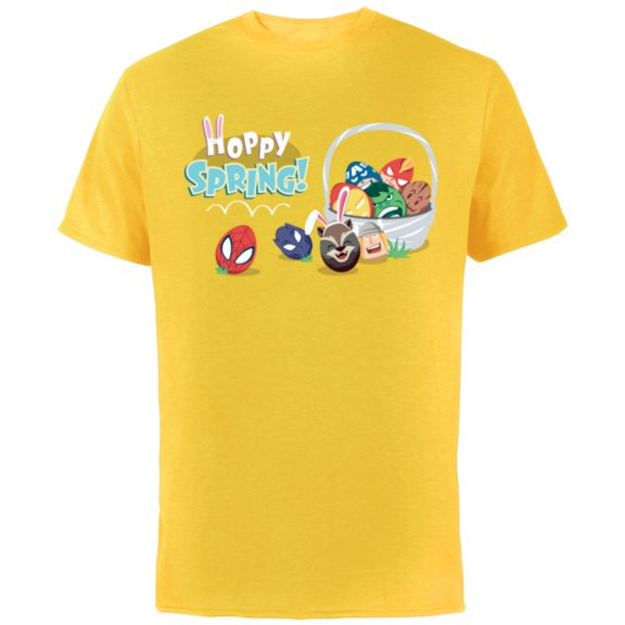 Marvel Super Hero Eggs Hoppy Spring Easter Basket - Short Sleeve Cotton T-Shirt for Adults - Customized-Yellow