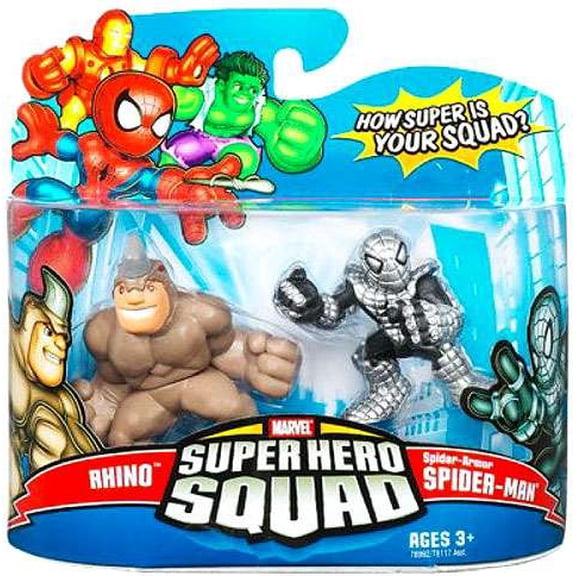 Marvel Super Hero Squad Series 12 Rhino & Spider-Armor Spider-Man Mini Figure 2-Pack
