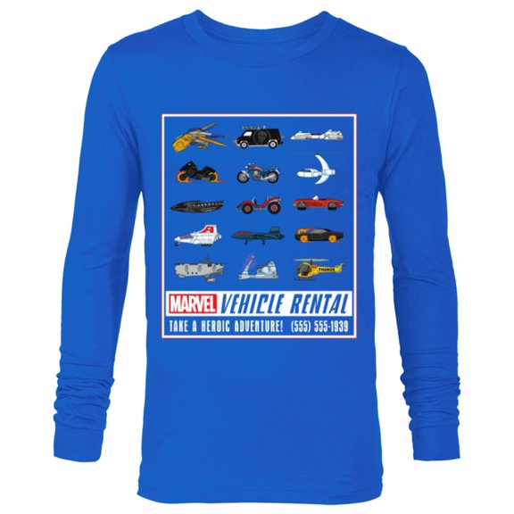 Marvel Super Hero Vehicle Rental Ad - Long Sleeve T-Shirt for Men - Customized-Navy