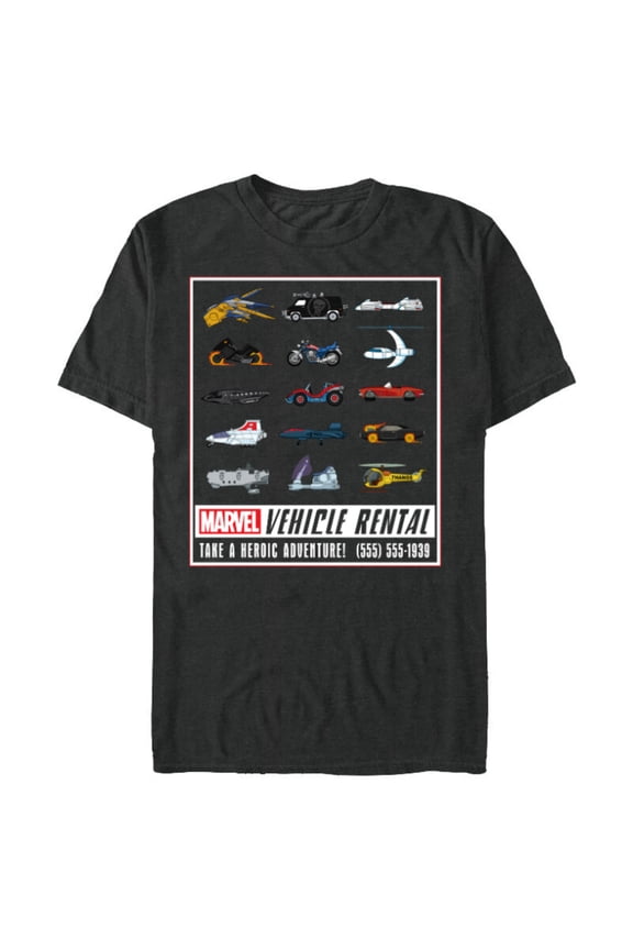 Super Hero Vehicle Rental Ad - Short Sleeve Blended T-Shirt for Adults - Customized-Dark Heather