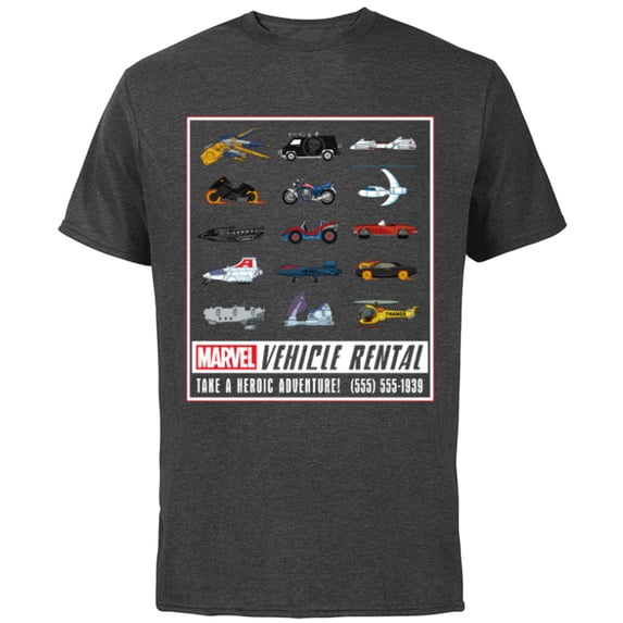 Marvel Super Hero Vehicle Rental Ad - Short Sleeve Cotton T-Shirt for Adults - Customized-Charcoal