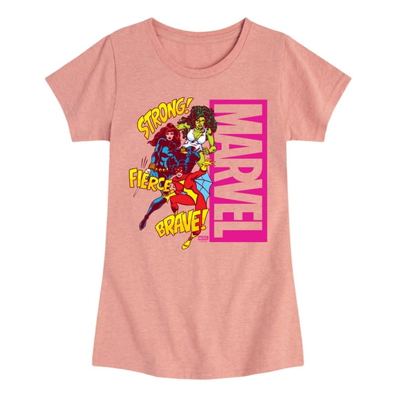 Marvel - Super Hero Women Sound Effects - Toddler And Youth Girls Fitted Short Sleeve Graphic T-Shirt