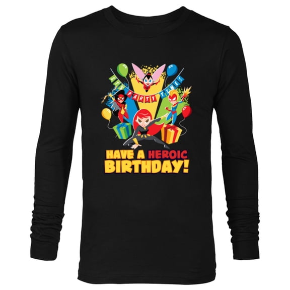Marvel Super Hero Women Toony Party Have a Heroic Birthday - Long Sleeve T-Shirt for Men - Customized-Black