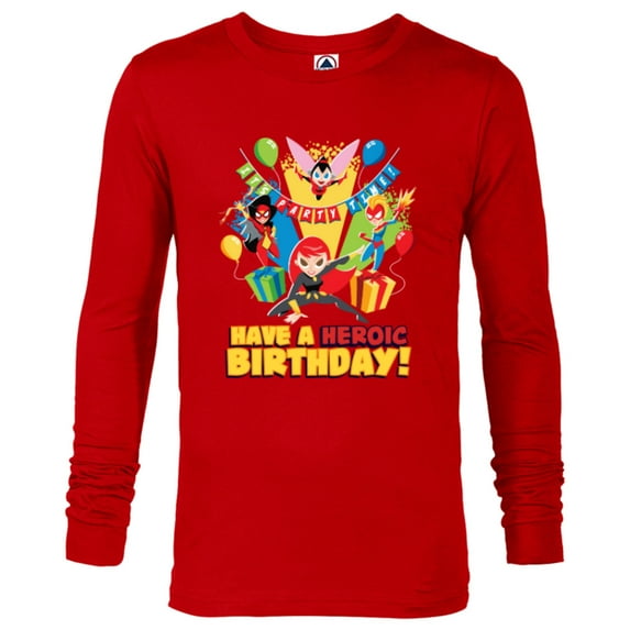 Marvel Super Hero Women Toony Party Have a Heroic Birthday - Long Sleeve T-Shirt for Men - Customized-New Red