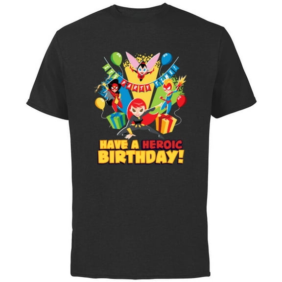 Marvel Super Hero Women Toony Party Have a Heroic Birthday - Short Sleeve Cotton T-Shirt for Adults - Customized-Black