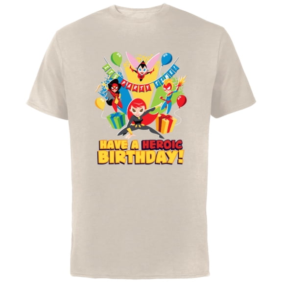 Marvel Super Hero Women Toony Party Have a Heroic Birthday - Short Sleeve Cotton T-Shirt for Adults - Customized-Natural
