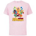 thumbnail image 1 of Marvel Super Hero Women Toony Party Have a Heroic Birthday - Short Sleeve Cotton T-Shirt for Adults - Customized-Soft Pink, 1 of 5