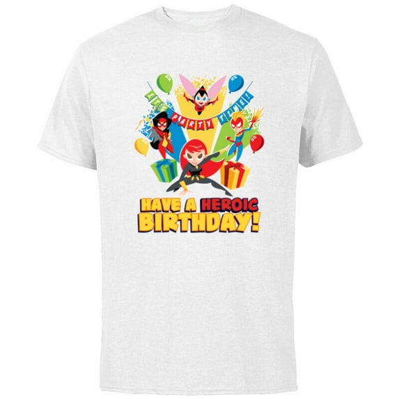Marvel Super Hero Women Toony Party Have a Heroic Birthday - Short Sleeve Cotton T-Shirt for Adults - Customized-White