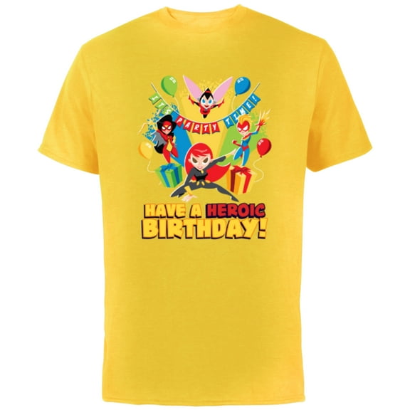Marvel Super Hero Women Toony Party Have a Heroic Birthday - Short Sleeve Cotton T-Shirt for Adults - Customized-Yellow