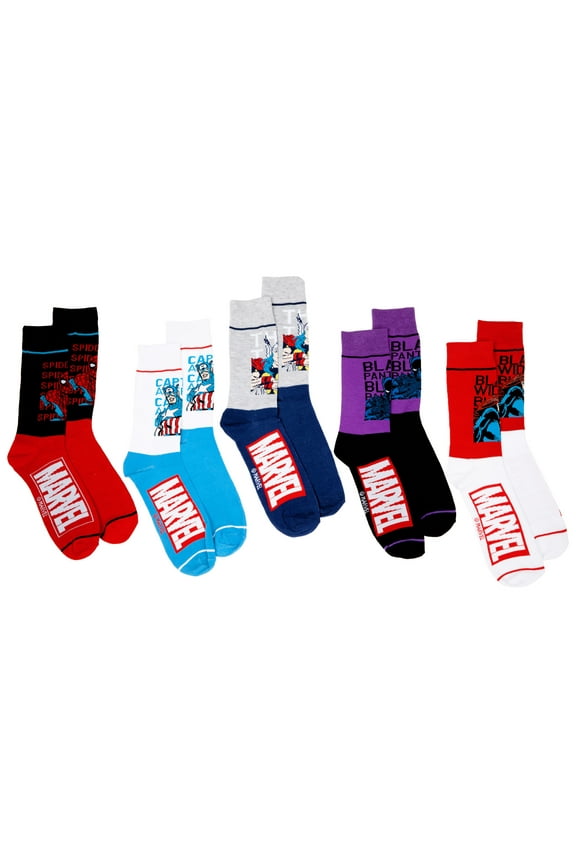Marvel Super Heroes 5-Pair Crew Sock Set