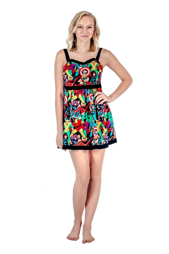 Marvel Super Heroes All Over Sweetheart Dress