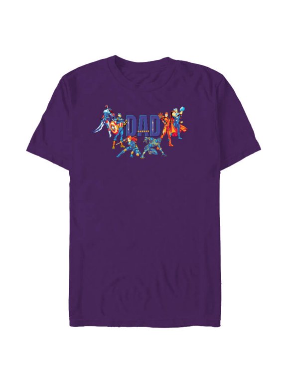 Super Heroes Avengers Family Vacation Trip Dad - Short Sleeve Blended T-Shirt for Adults - Customized-Purple
