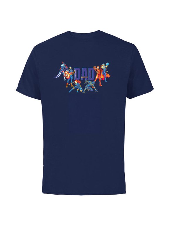 Super Heroes Avengers Family Vacation Trip Dad - Short Sleeve Cotton T-Shirt for Adults - Customized-Navy