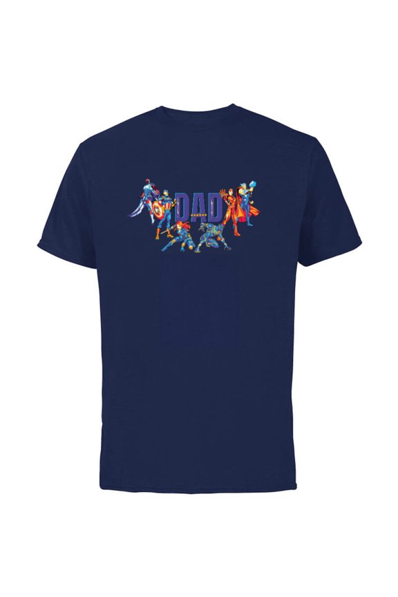 Super Heroes Avengers Family Vacation Trip Dad - Short Sleeve Cotton T-Shirt for Adults - Customized-Navy