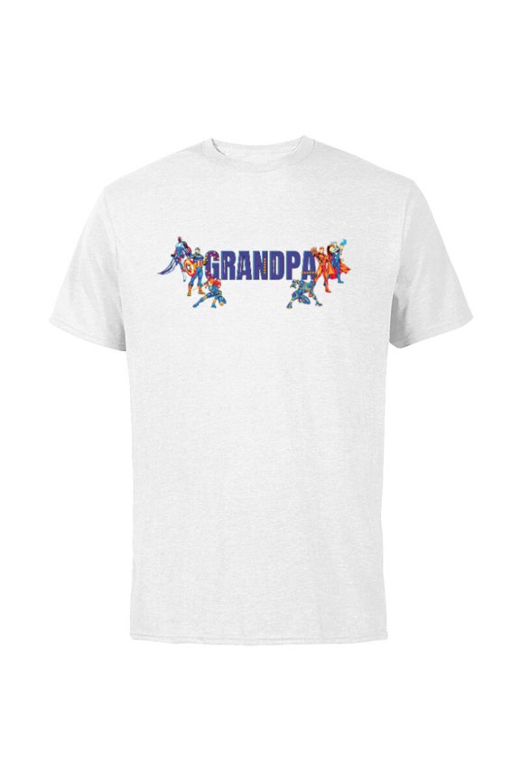 Super Heroes Avengers Family Vacation Trip Grandpa - Short Sleeve Cotton T-Shirt for Adults - Customized-White
