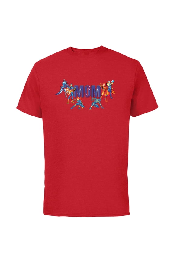 Super Heroes Avengers Family Vacation Trip Mom - Short Sleeve Cotton T-Shirt for Adults - Customized-Red