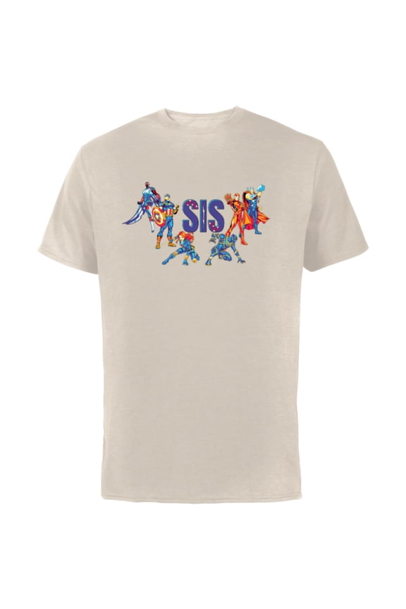 Super Heroes Avengers Family Vacation Trip Sis - Short Sleeve Cotton T-Shirt for Adults - Customized-Natural