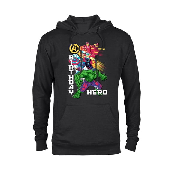 Marvel Super Heroes Avengers Team & Logo Birthday Hero - Pullover Hoodie for Adults - Customized-Black