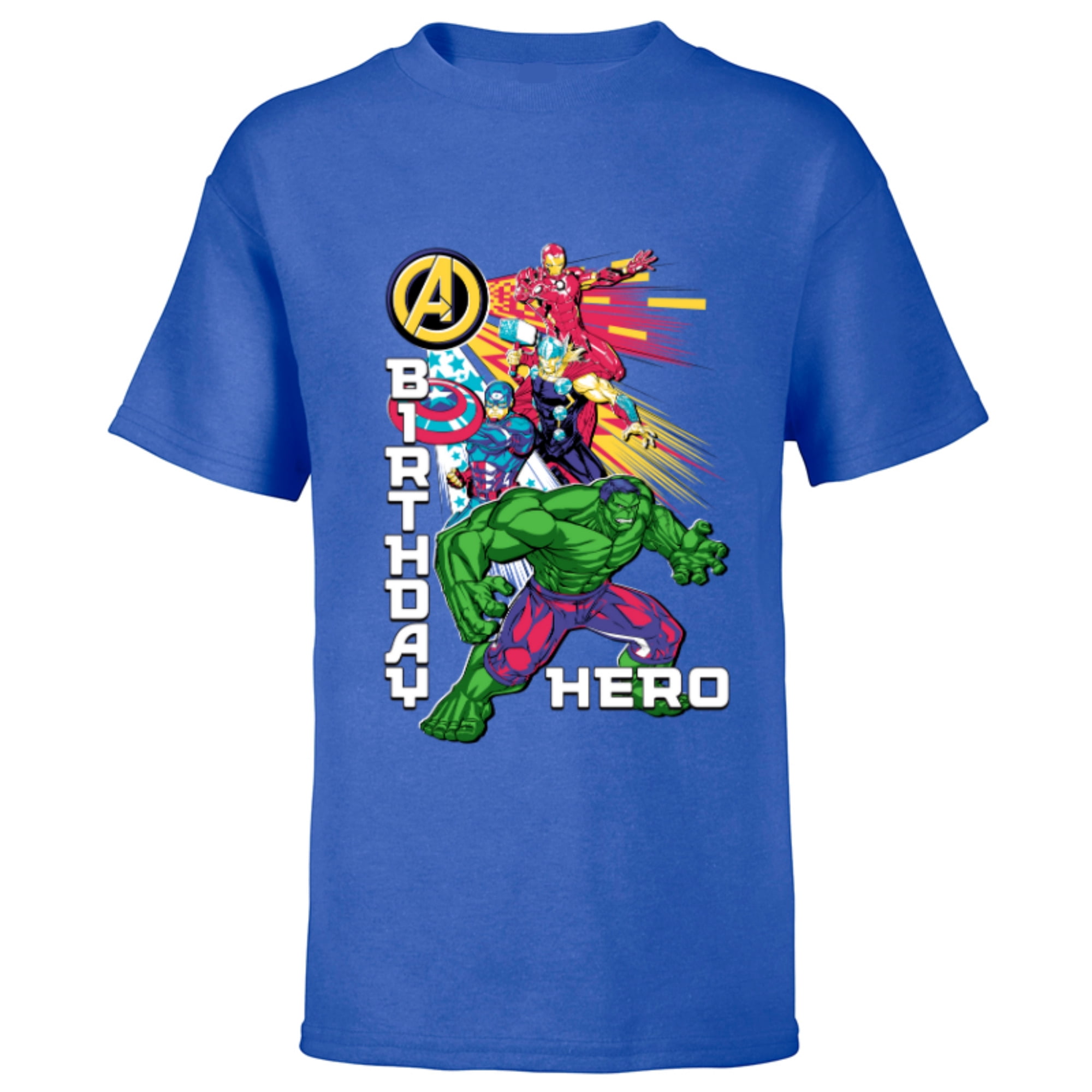 Marvel Super Heroes Avengers Team & Logo Birthday Hero - Short Sleeve T ...