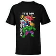 thumbnail image 1 of Marvel Super Heroes Avengers Team & Logo It’s My Birthday - Short Sleeve T-Shirt for Kids - Customized-Black, 1 of 5
