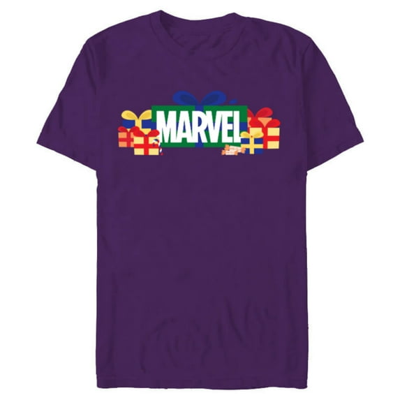 Marvel Super Heroes Logo Holiday Christmas Gifts & Presents - Short Sleeve Blended T-Shirt for Adults - Customized-Purple