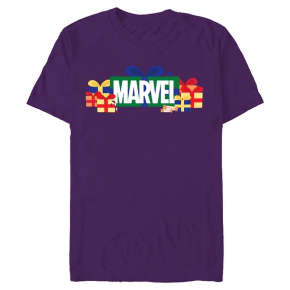 Marvel Super Heroes Logo Holiday Christmas Gifts & Presents - Short Sleeve Blended T-Shirt for Adults - Customized-Purple