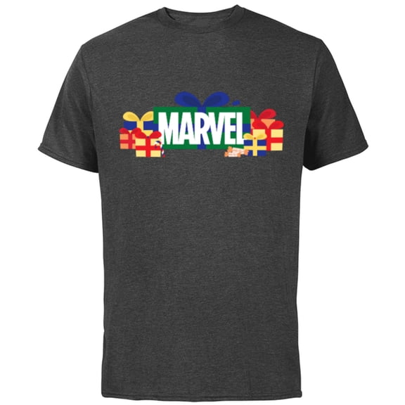 Marvel Super Heroes Logo Holiday Christmas Gifts & Presents - Short Sleeve Cotton T-Shirt for Adults - Customized-Charcoal
