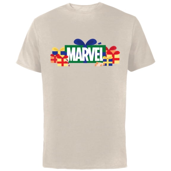 Marvel Super Heroes Logo Holiday Christmas Gifts & Presents - Short Sleeve Cotton T-Shirt for Adults - Customized-Natural