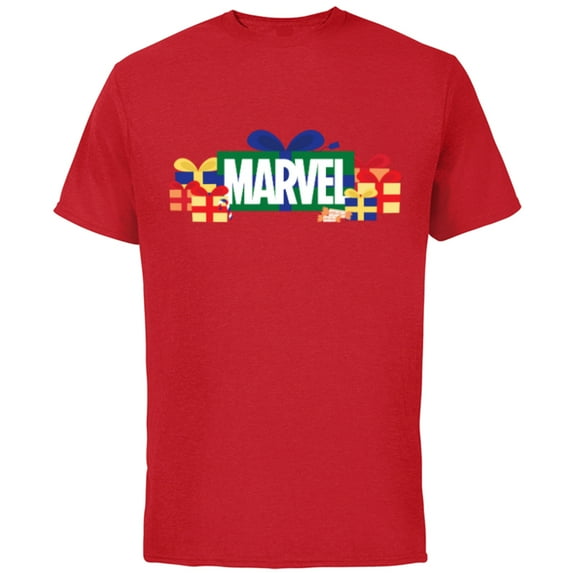 Marvel Super Heroes Logo Holiday Christmas Gifts & Presents - Short Sleeve Cotton T-Shirt for Adults - Customized-Red