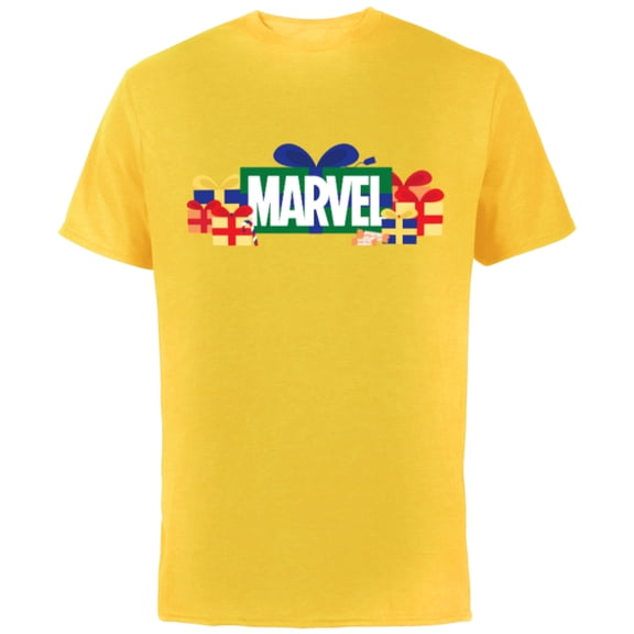 Marvel Super Heroes Logo Holiday Christmas Gifts & Presents - Short Sleeve Cotton T-Shirt for Adults - Customized-Yellow