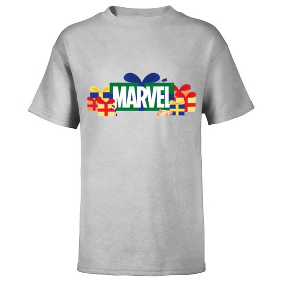 Marvel Super Heroes Logo Holiday Christmas Gifts & Presents - Short Sleeve T-Shirt for Kids - Customized-Athletic Heather