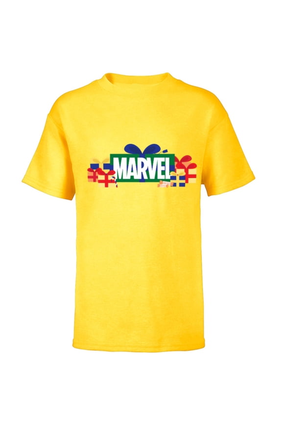 Super Heroes Logo Holiday Christmas Gifts & Presents - Short Sleeve T-Shirt for Kids - Customized-Yellow
