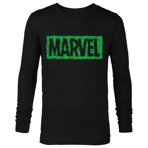 Marvel Super Heroes Logo Holiday Christmas Wreath - Long Sleeve T-Shirt for Men - Customized-Black