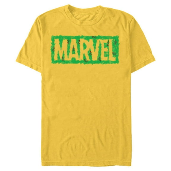 Marvel Super Heroes Logo Holiday Christmas Wreath - Short Sleeve Blended T-Shirt for Adults - Customized-Yellow