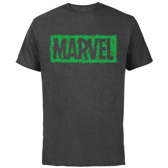 Marvel Super Heroes Logo Holiday Christmas Wreath - Short Sleeve Cotton T-Shirt for Adults - Customized-Charcoal