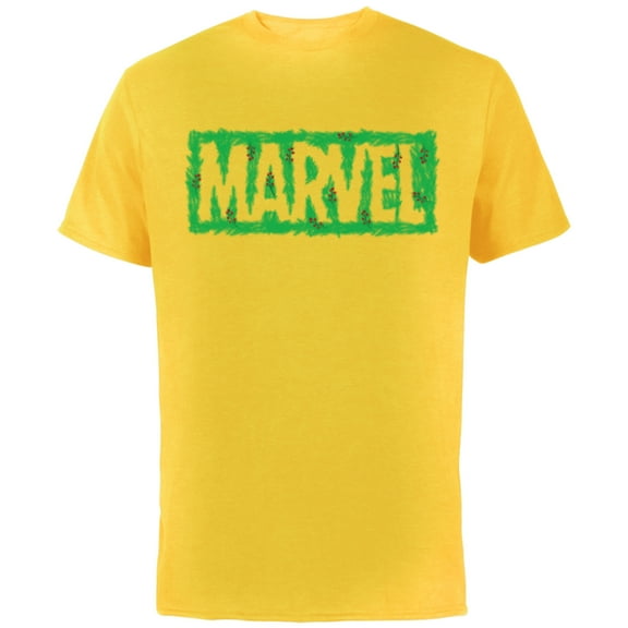 Marvel Super Heroes Logo Holiday Christmas Wreath - Short Sleeve Cotton T-Shirt for Adults - Customized-Yellow