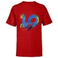 thumbnail image 1 of Marvel Super Heroes Spider-Man 10 Year Old Tenth Birthday - Short Sleeve T-Shirt for Kids - Customized-Red, 1 of 5