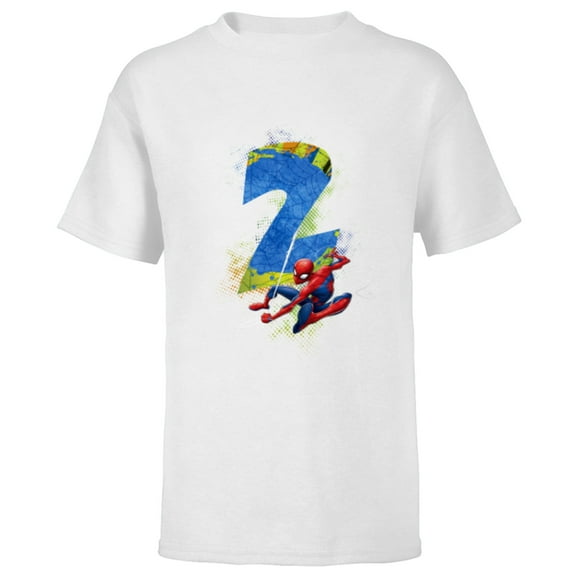 Marvel Super Heroes Spider-Man 2 Year Old Second Birthday - Short Sleeve T-Shirt for Kids - Customized-White